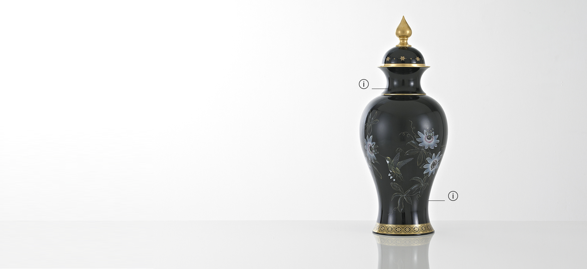 British Luxury Ceramics Black Fine Bone China Vase