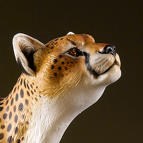 Hand Painted Cheetah and Impala Sculpture
