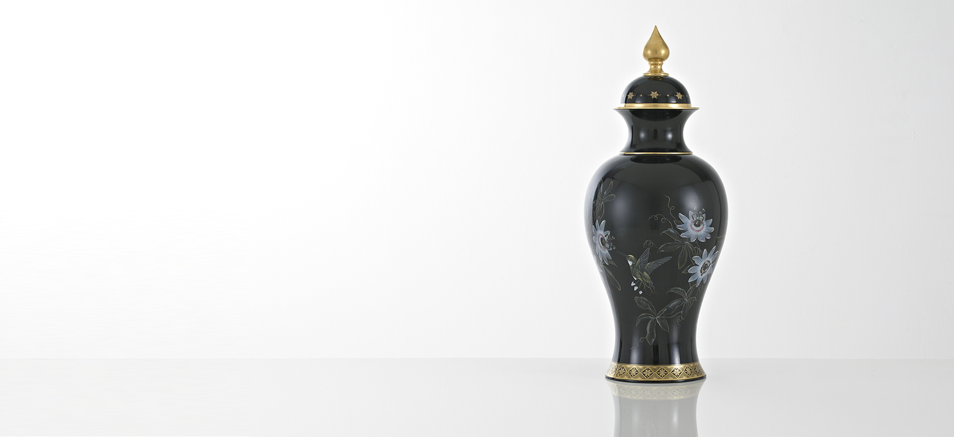 Hand Painted Black Fine Bone China Vase